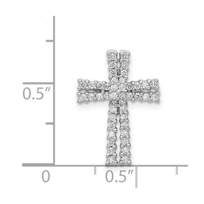 14k White Gold 1/4ct. Real Diamond Cross Chain Slide