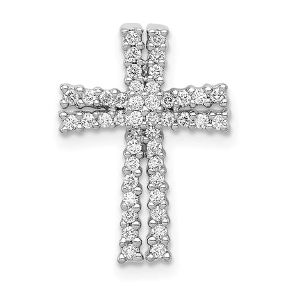 14k White Gold 1/4ct. Real Diamond Cross Chain Slide