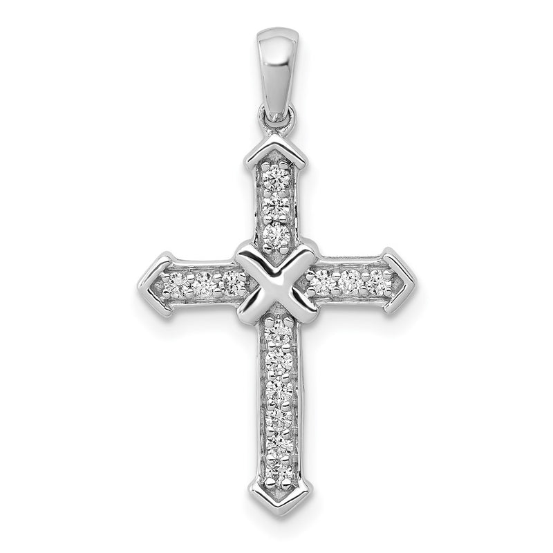 14k White Gold Passion Real Diamond Cross Pendant