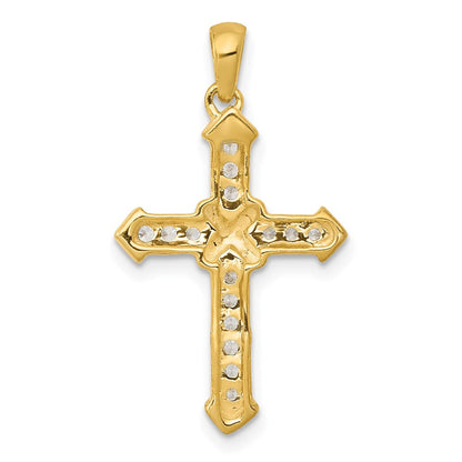 14K Yellow Gold Passion Real Diamond Cross Pendant