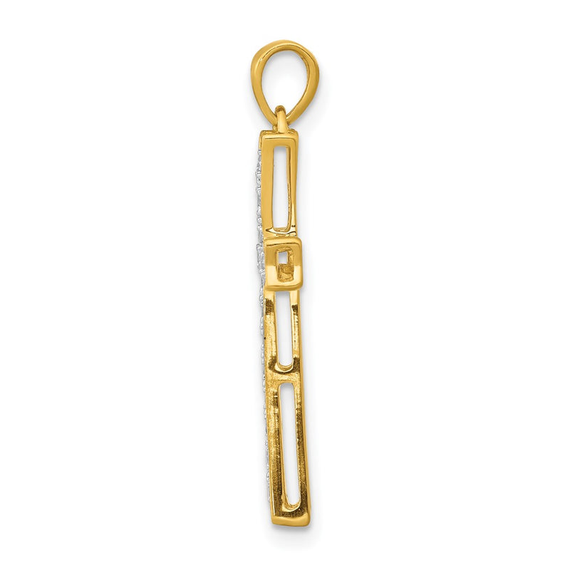 14K Yellow Gold 1/5ct. Real Diamond Cross Pendant