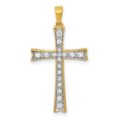 14K Yellow Gold 1/5ct. Real Diamond Cross Pendant