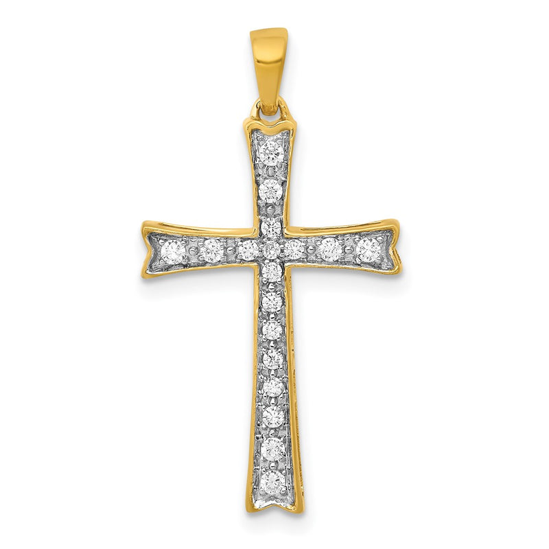 14K Yellow Gold 1/5ct. Real Diamond Cross Pendant