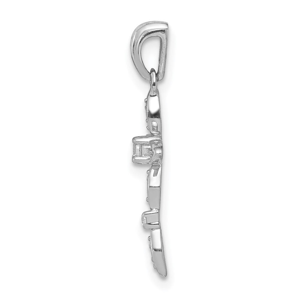 14k White Gold 1/20ct. Real Diamond Cross Pendant