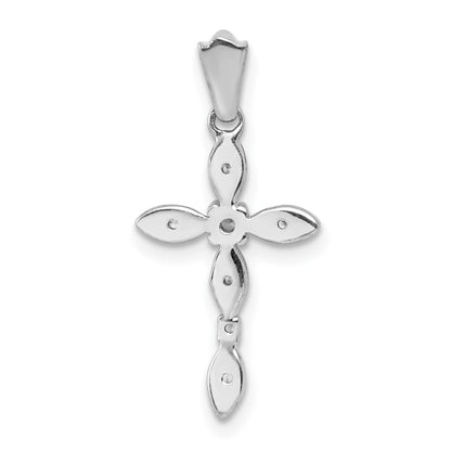 14k White Gold 1/20ct. Real Diamond Cross Pendant