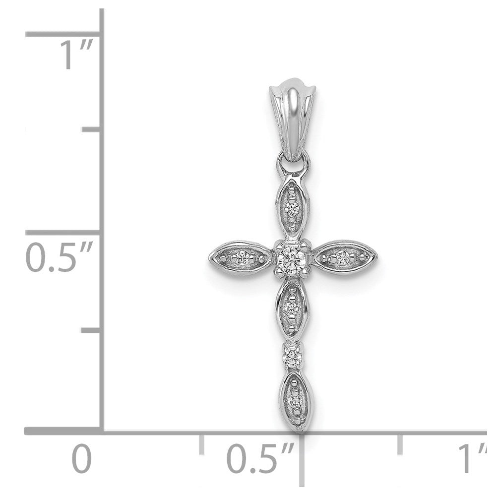 14k White Gold 1/20ct. Real Diamond Cross Pendant