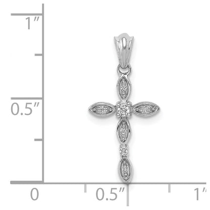 14k White Gold 1/20ct. Real Diamond Cross Pendant