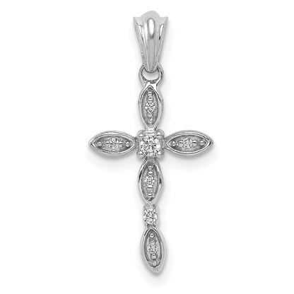 14k White Gold 1/20ct. Real Diamond Cross Pendant