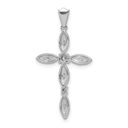 14k White Gold 1/10ct. Real Diamond Cross Pendant