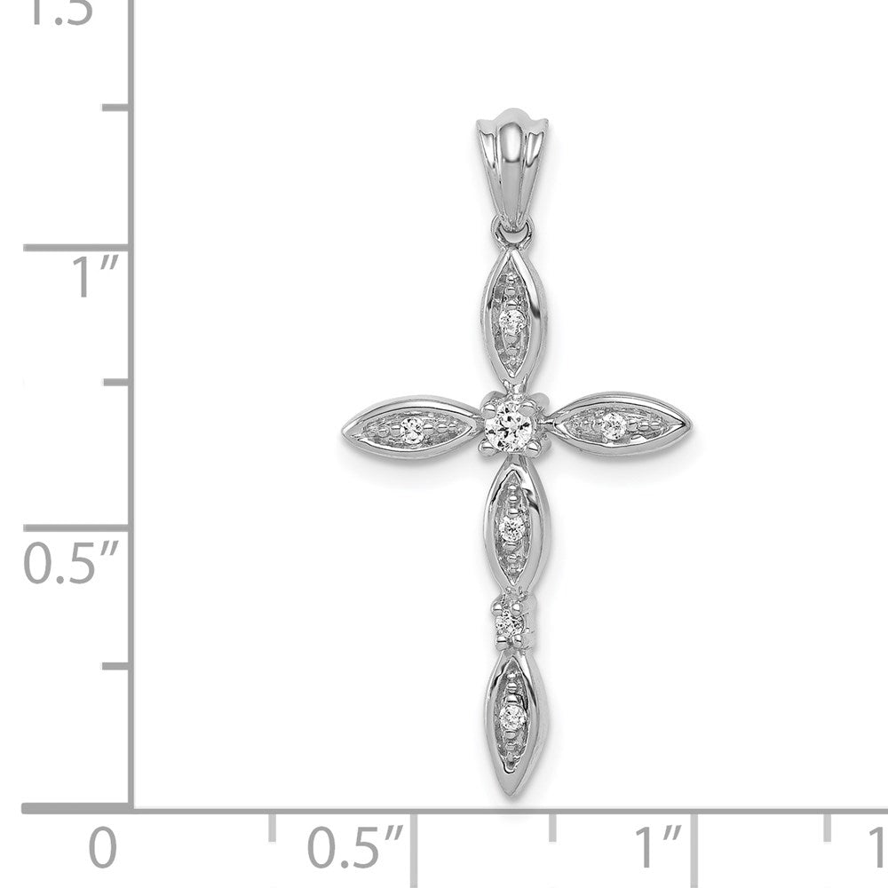 14k White Gold 1/10ct. Real Diamond Cross Pendant