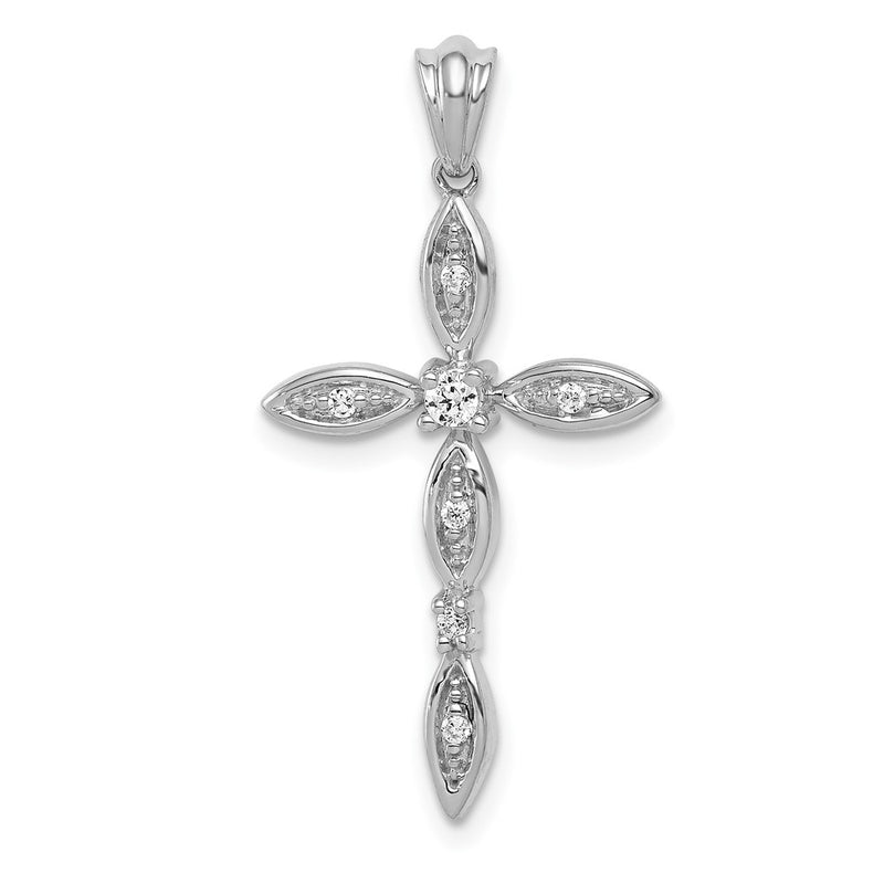 14k White Gold 1/10ct. Real Diamond Cross Pendant
