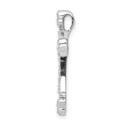 14k White Gold 1/4ct. Real Diamond Budded Cross Chain Slide