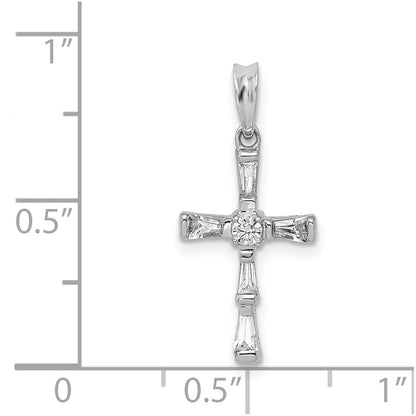 14k White Gold 1/5ct. Real Diamond Cross Pendant