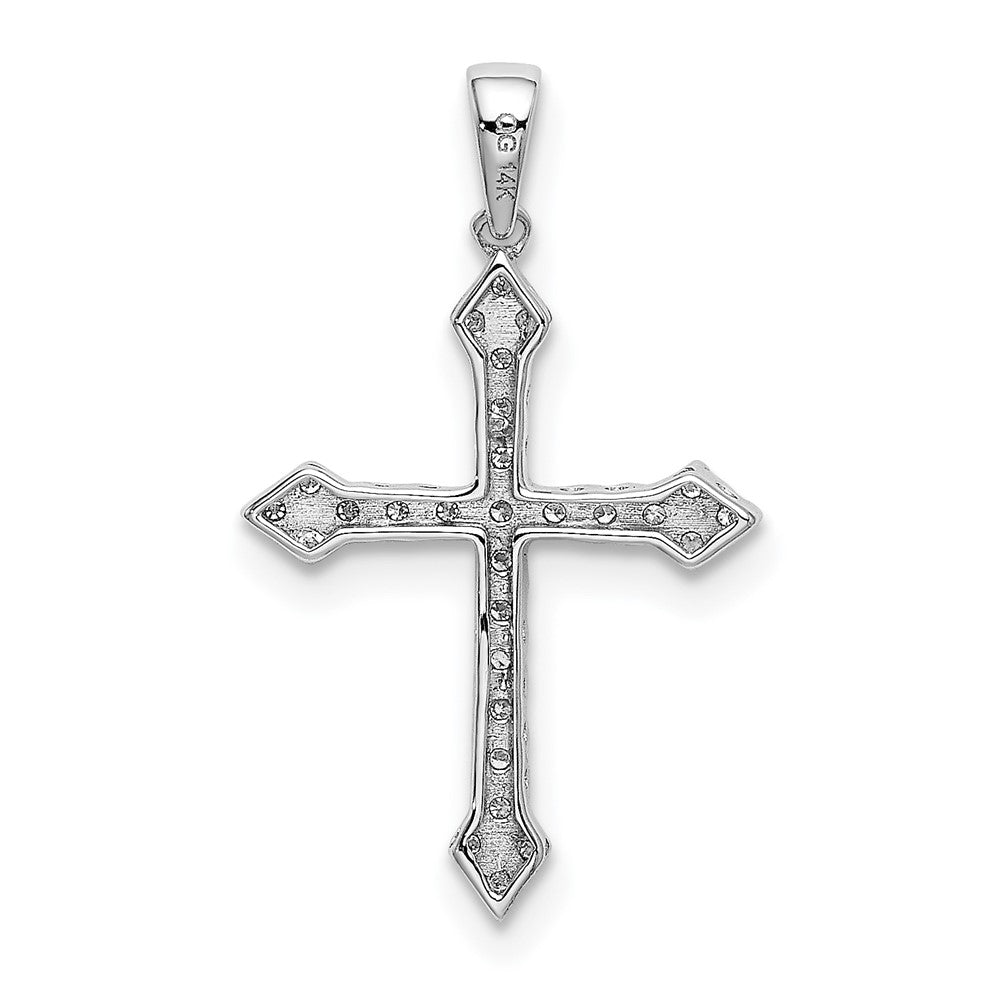 14k White Gold 1/10ct. Real Diamond Cross Pendant