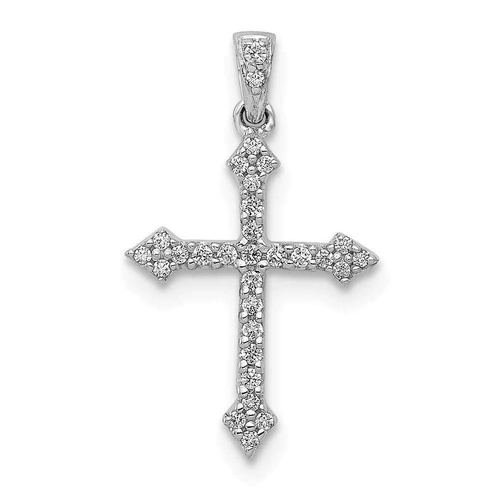 14k White Gold 1/10ct. Real Diamond Cross Pendant