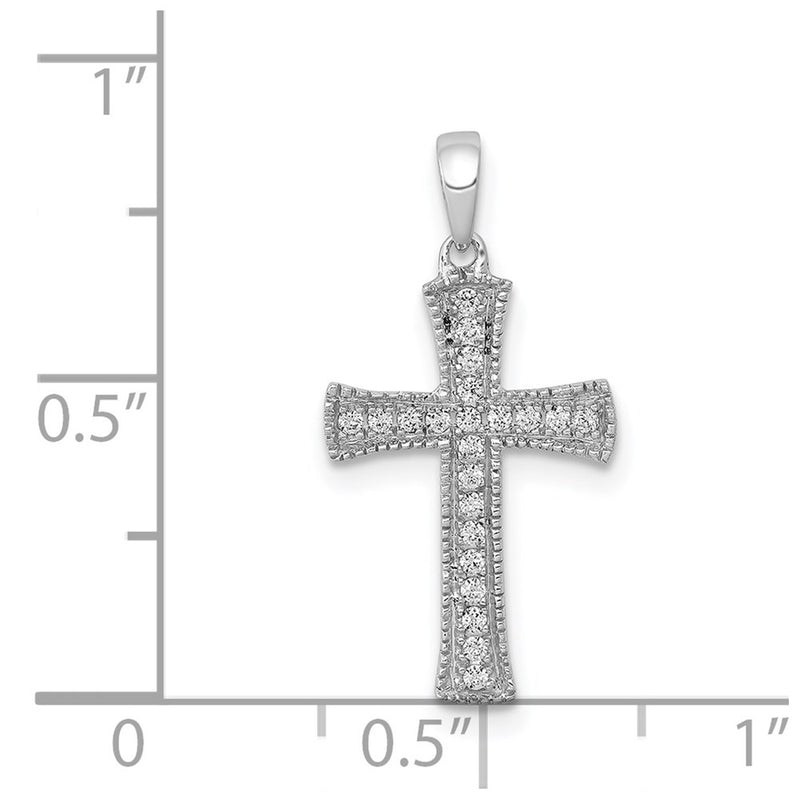 14k White Gold 1/10ct. Real Diamond Cross Pendant