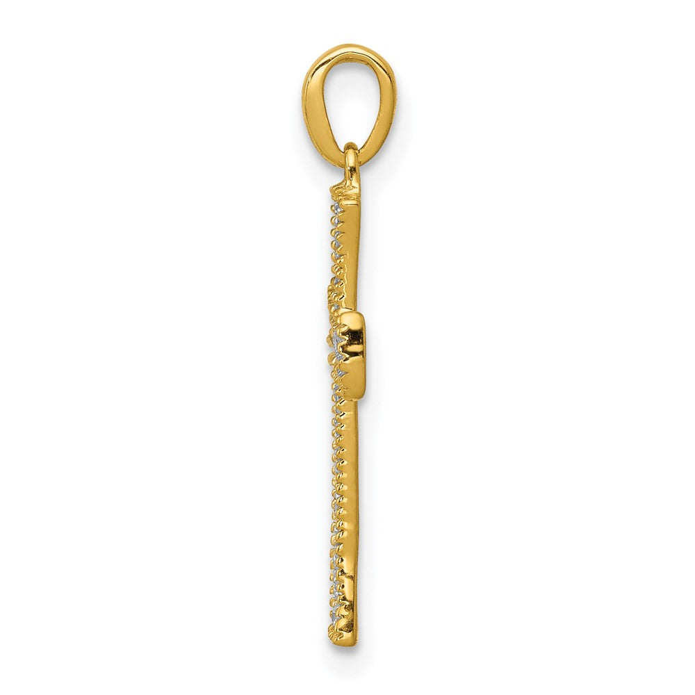 14K Yellow Gold 1/10ct. Real Diamond Cross Pendant