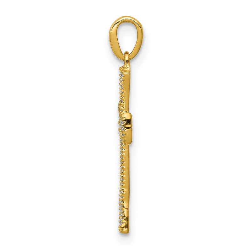 14K Yellow Gold 1/10ct. Real Diamond Cross Pendant