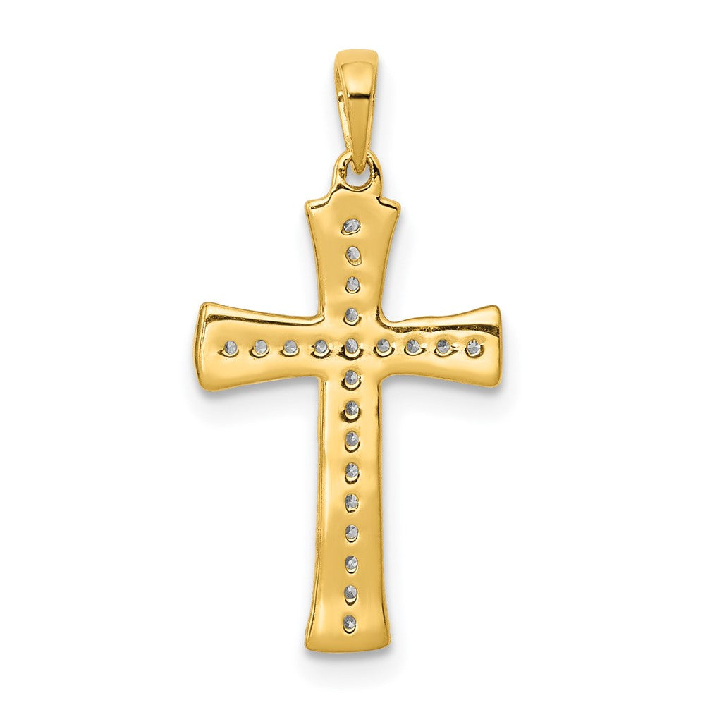 14K Yellow Gold 1/10ct. Real Diamond Cross Pendant