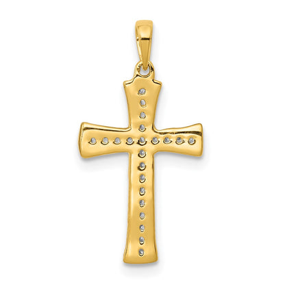 14K Yellow Gold 1/10ct. Real Diamond Cross Pendant