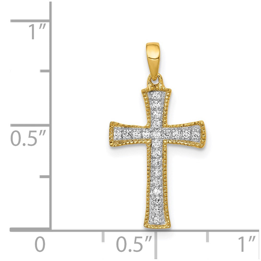 14K Yellow Gold 1/10ct. Real Diamond Cross Pendant