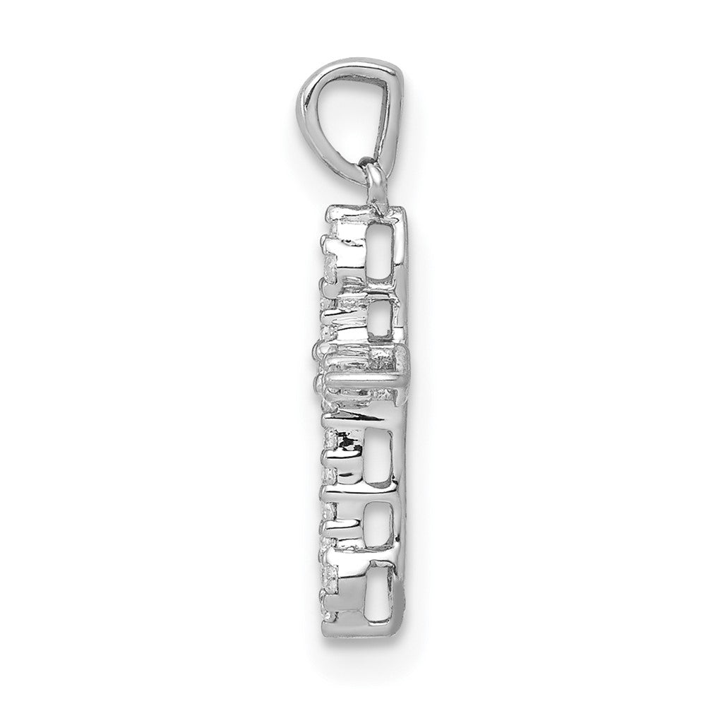 14k White Gold 1/15ct. Real Diamond Cross Pendant
