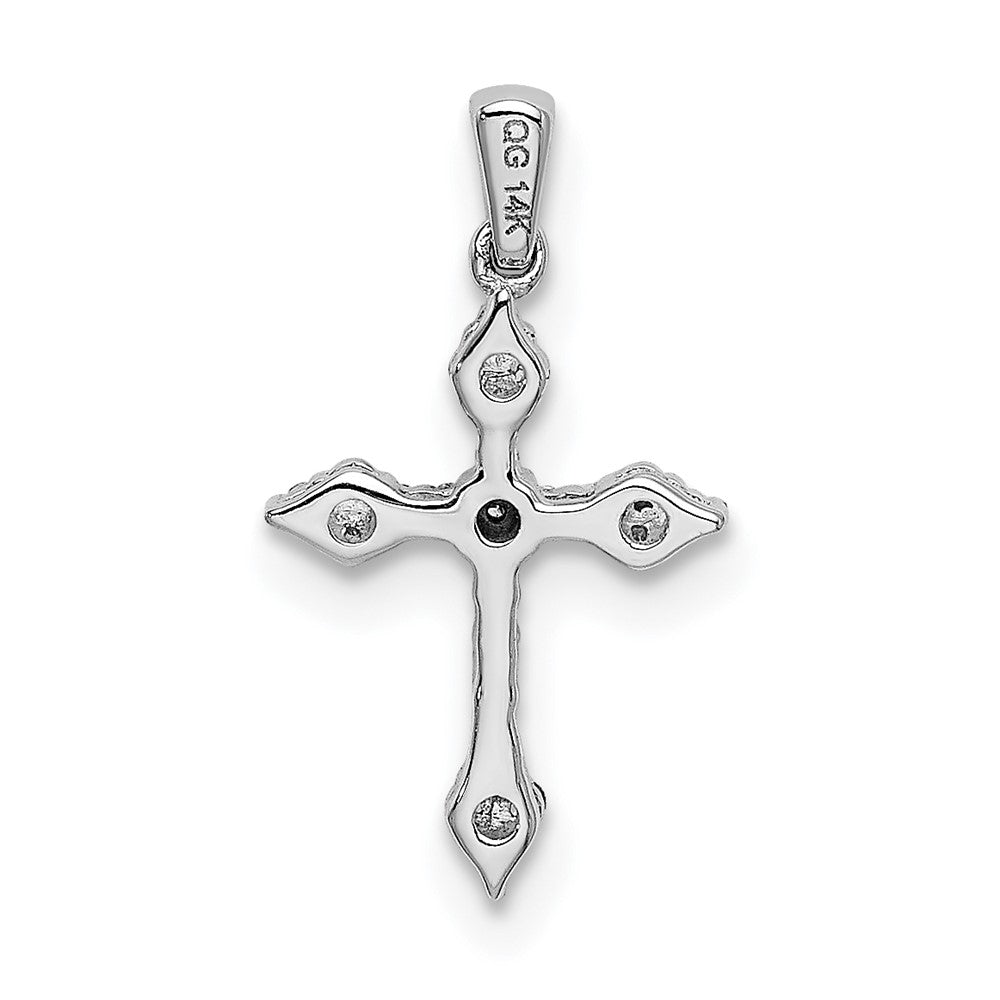 14k White Gold 1/15ct. Real Diamond Cross Pendant