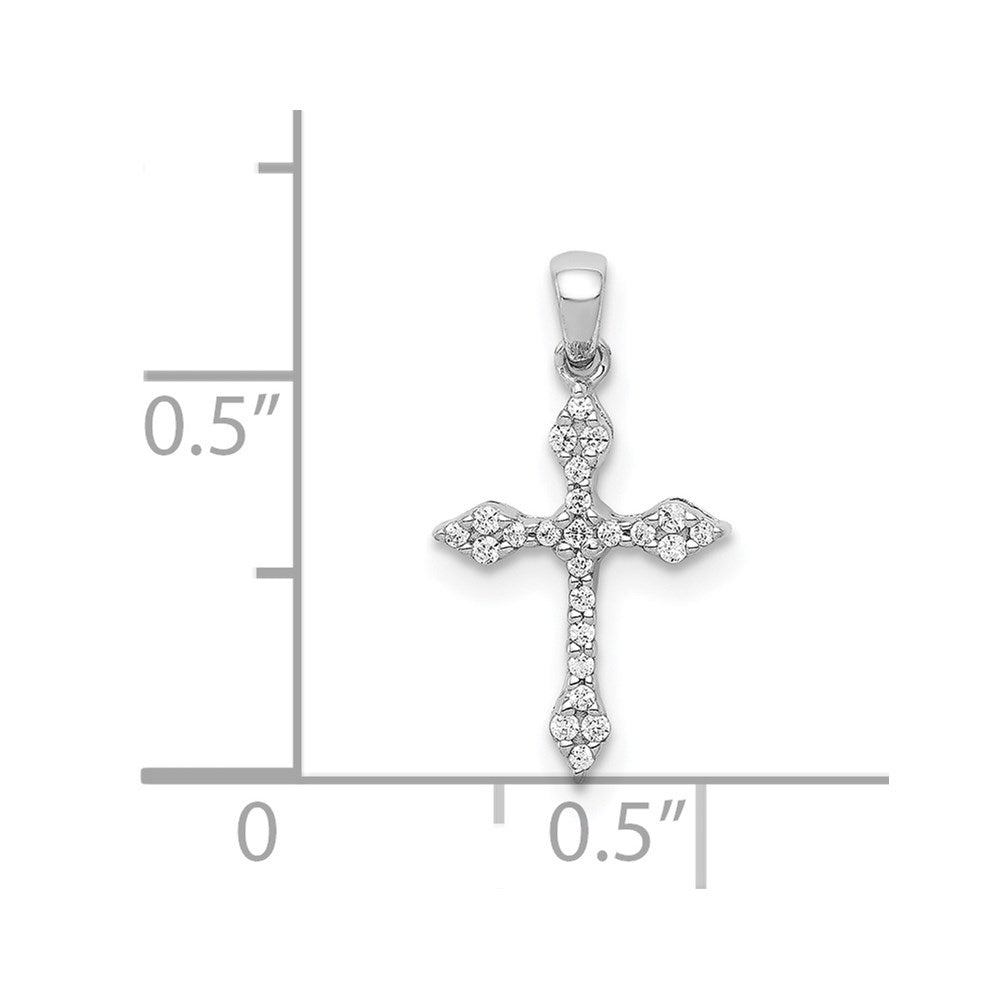 14k White Gold 1/15ct. Real Diamond Cross Pendant