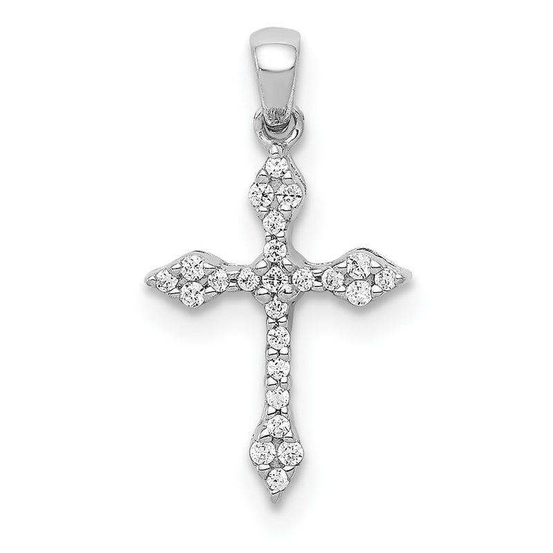 14k White Gold 1/15ct. Real Diamond Cross Pendant