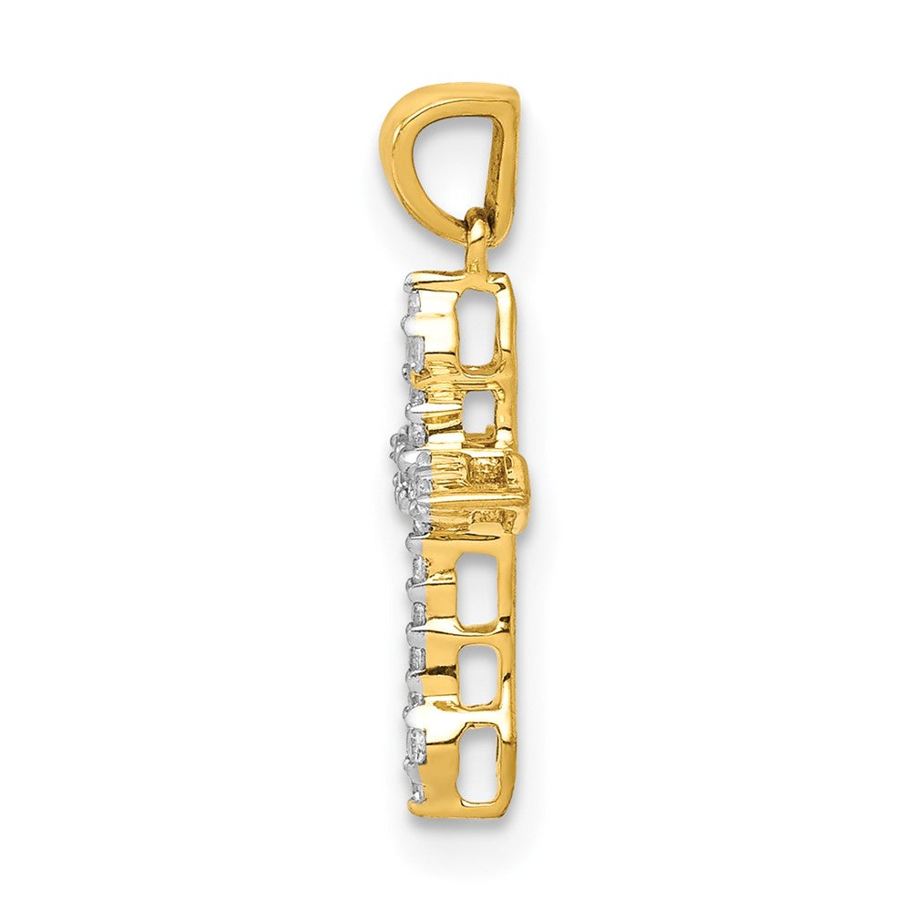 14K Yellow Gold 1/15ct. Real Diamond Cross Pendant