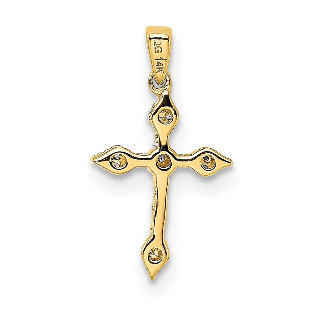 14K Yellow Gold 1/15ct. Real Diamond Cross Pendant