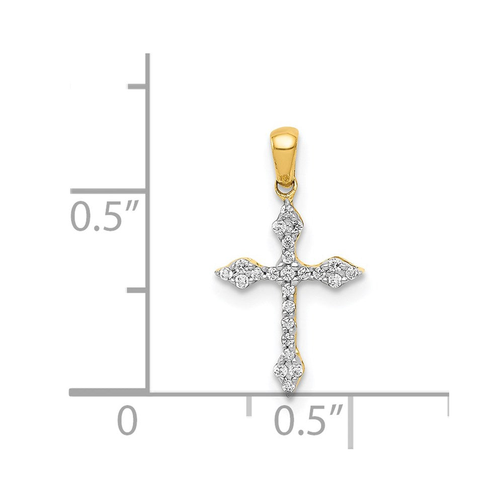 14K Yellow Gold 1/15ct. Real Diamond Cross Pendant
