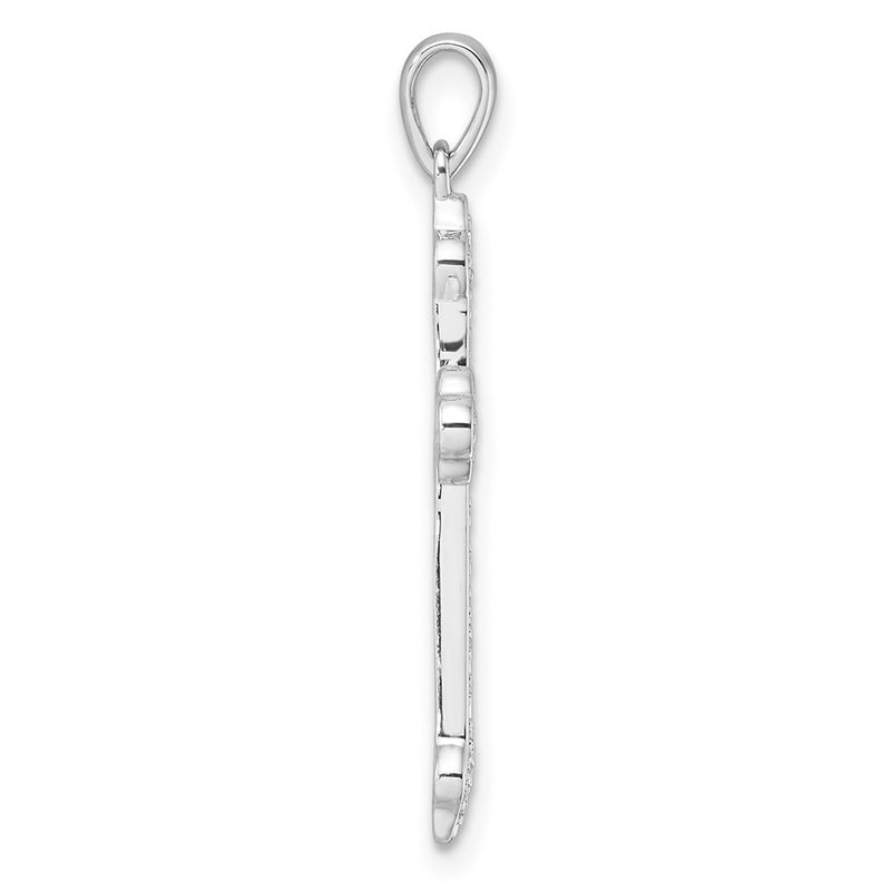 14k White Gold Real Diamond Cross Pendant