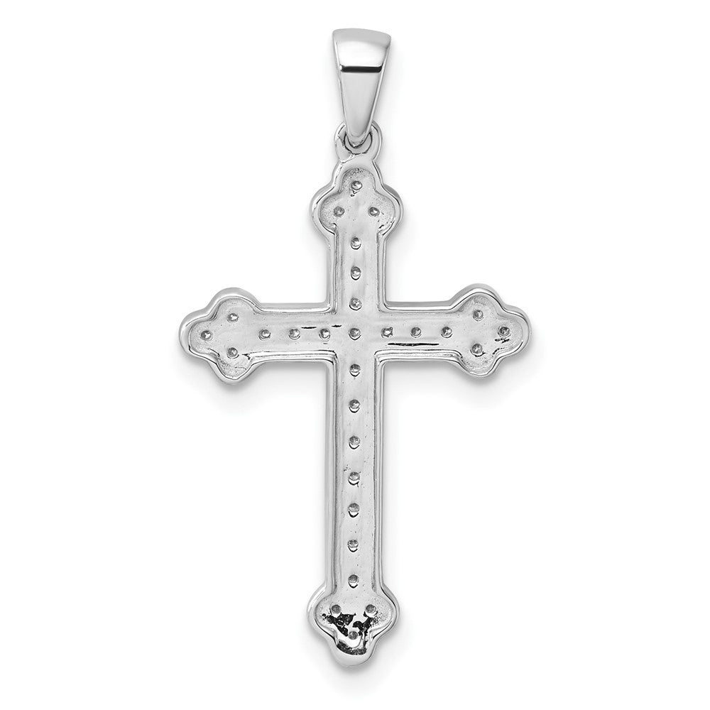 14k White Gold Real Diamond Cross Pendant