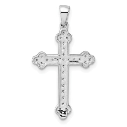 14k White Gold Real Diamond Cross Pendant
