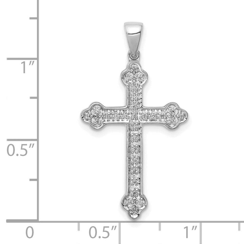 14k White Gold Real Diamond Cross Pendant