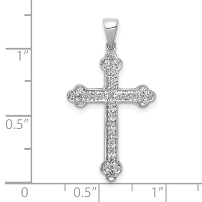 14k White Gold Real Diamond Cross Pendant