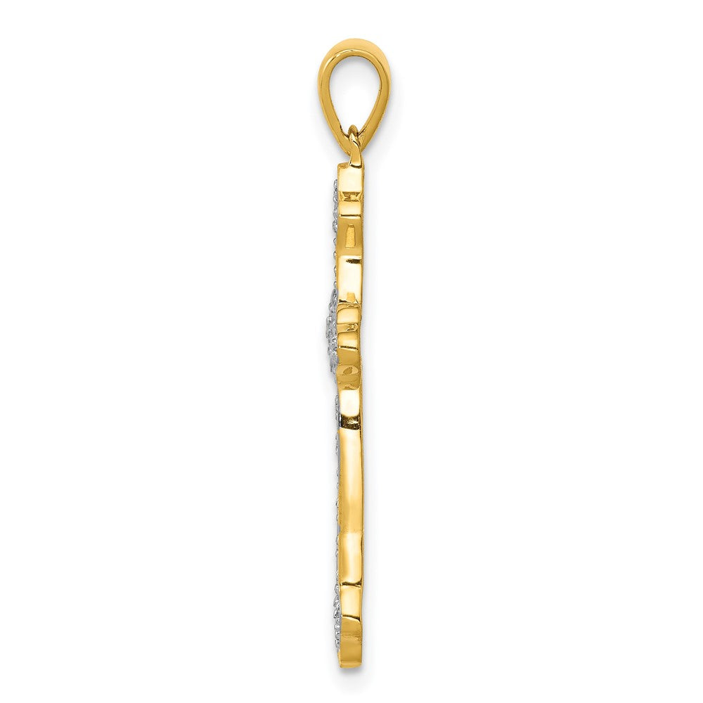 14k Yellow Gold 1/10ct. Real Diamond Cross Pendant