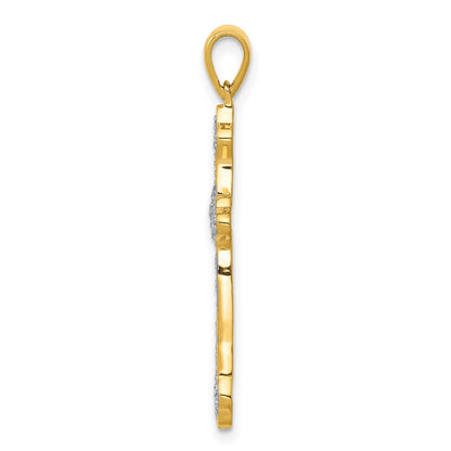 14k Yellow Gold 1/10ct. Real Diamond Cross Pendant