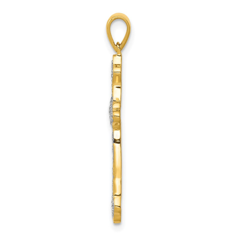 14k Yellow Gold 1/10ct. Real Diamond Cross Pendant