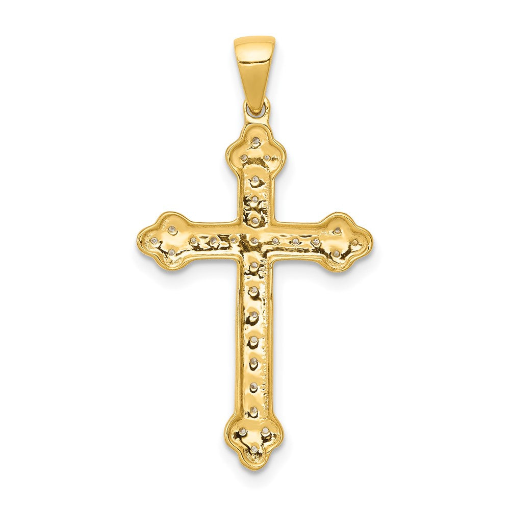 14k Yellow Gold 1/10ct. Real Diamond Cross Pendant