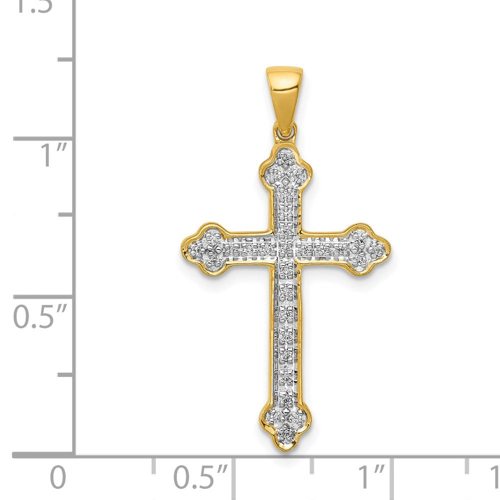 14k Yellow Gold 1/10ct. Real Diamond Cross Pendant