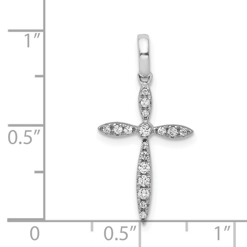14k White Gold 1/6ct. Real Diamond Cross Pendant