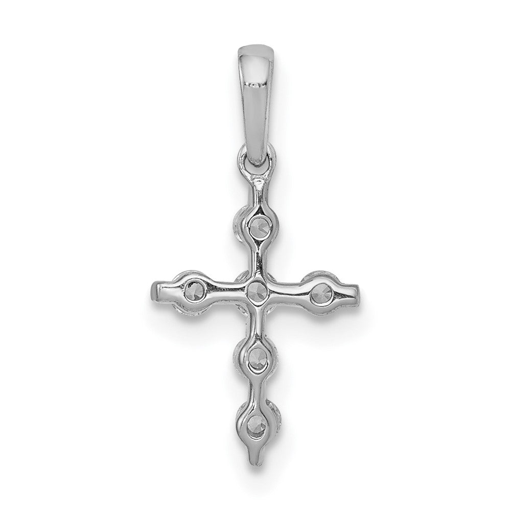 14k White Gold 1/6ct. Real Diamond Cross Pendant