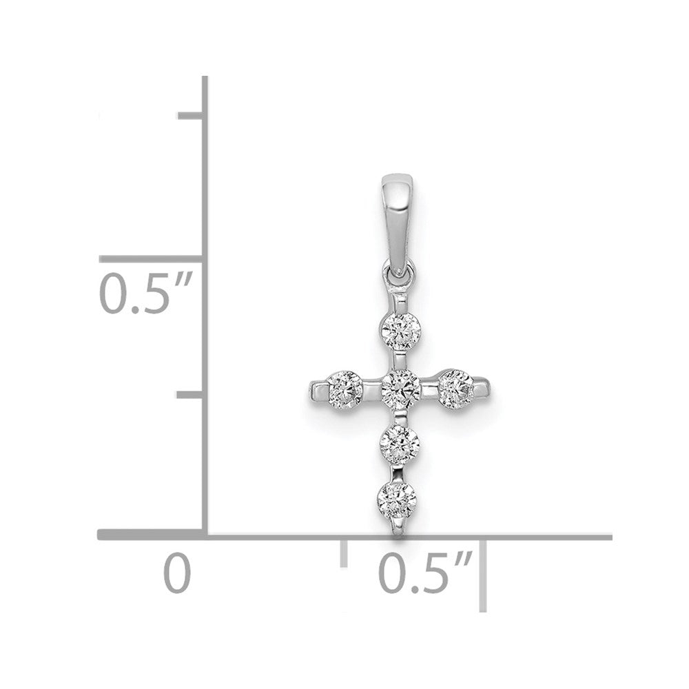 14k White Gold 1/6ct. Real Diamond Cross Pendant
