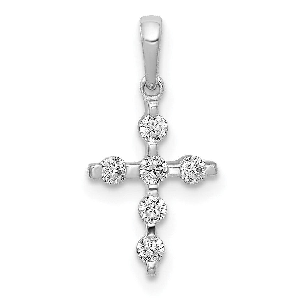 14k White Gold 1/6ct. Real Diamond Cross Pendant