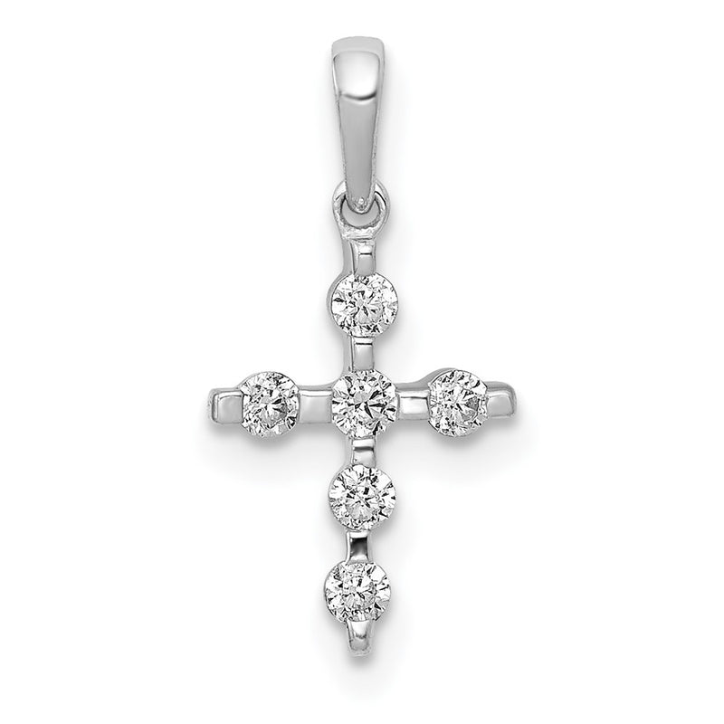 14k White Gold 1/6ct. Real Diamond Cross Pendant
