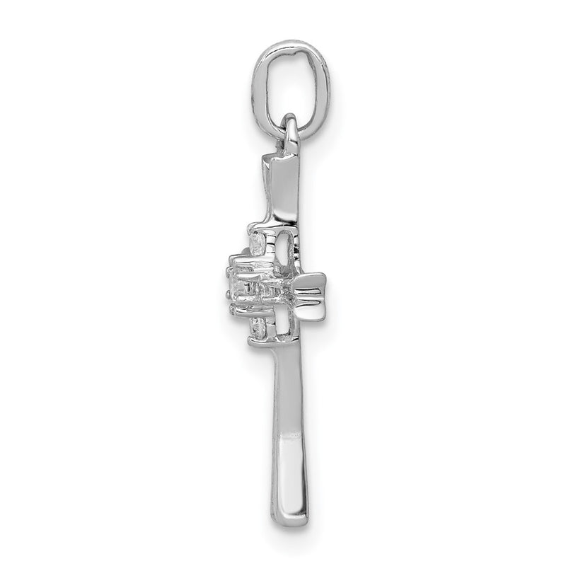 14k White Gold 1/15ct. Real Diamond Cross Pendant
