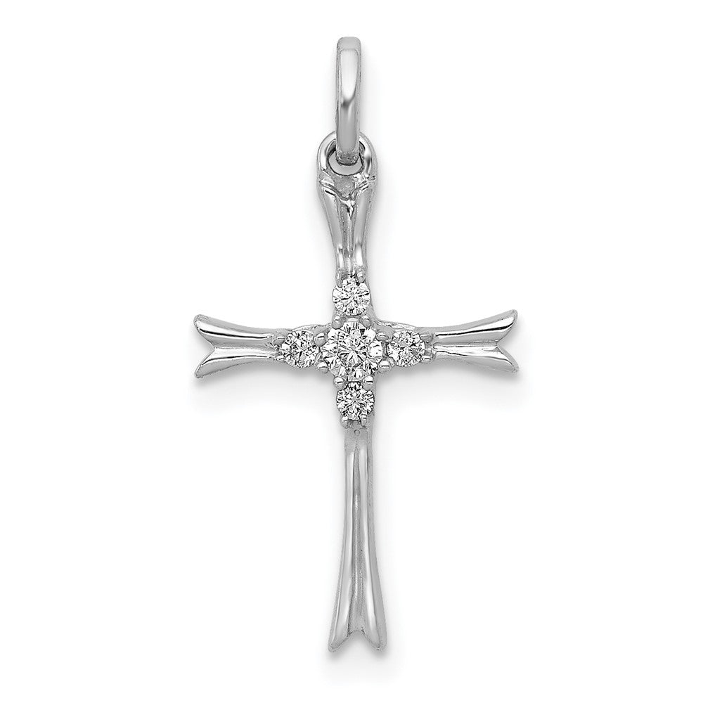 14k White Gold 1/15ct. Real Diamond Cross Pendant