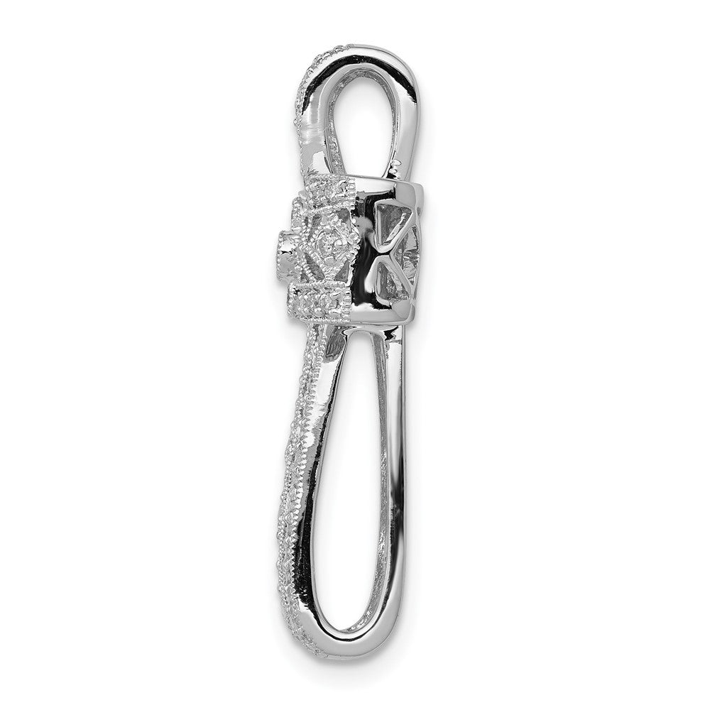 14k White Gold 1/2ct. Real Diamond Filigree Cross Chain Slide